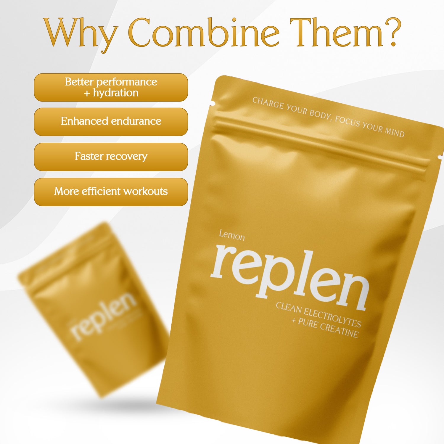 Replen Creatine + Electrolytes Powder - Lemon Flavor | Muscle Growth & Recovery Supplement